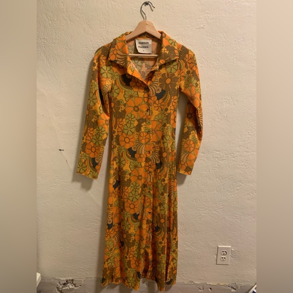 Damson Madder Dresses & Skirts - Vintage Floral Orange Dress